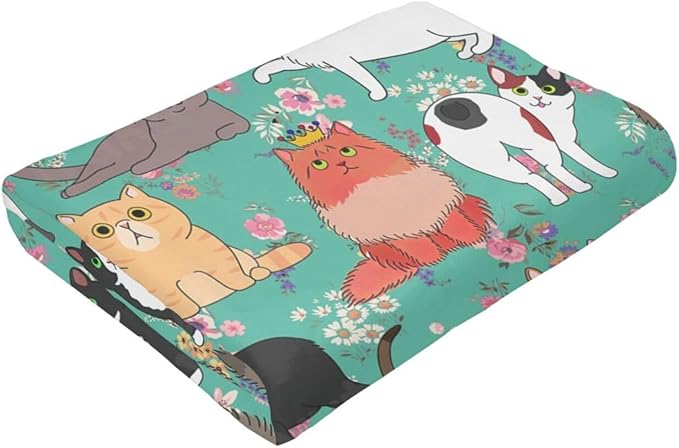 Cat Gifts Blanket 60"X50" Bed Throw Blanket Soft Lightweight Cozy Warm Blankets for Kids Teens Men Women