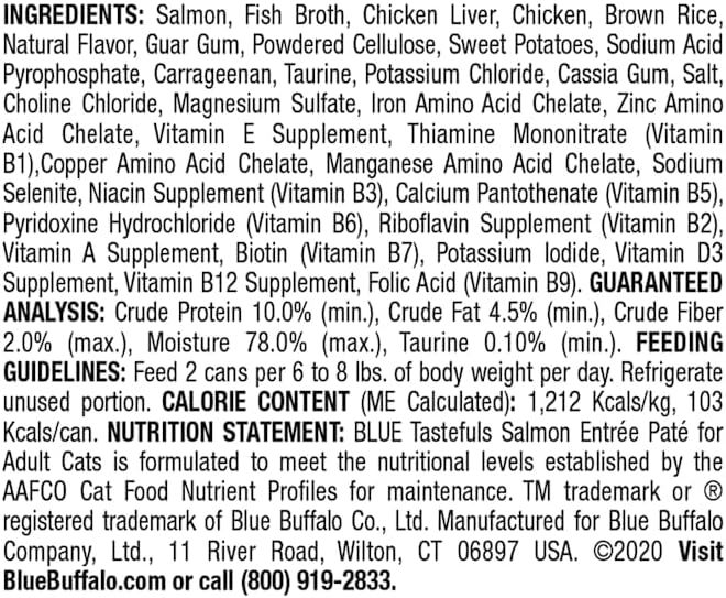 Blue Buffalo Blue Tastefuls Salmon Entree Pate Wet Cat Food, 3 Ounce (Pack of 1)