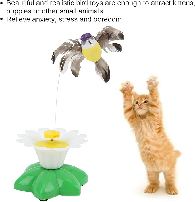 Zerodis Electric Flying Bird Cat Toy, Rotating Bird Cat Toy Bird Cat Toy Fluttering Sound for Kitten Small Animals