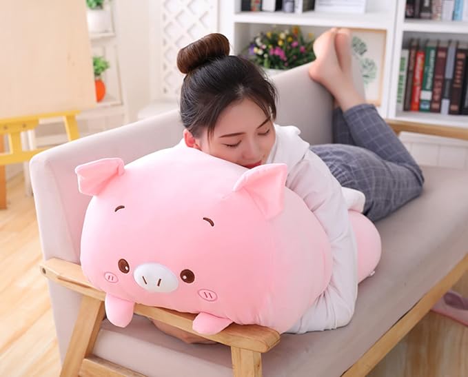 Cute Plush Pig Stuffed Squishy Animal Pig Cylindrical Body Pig Pillow,Super Soft Pig Hugging Toy Pillow Kids Kawaii Sleeping Pig Pillow Gifts for Bedding Decor or Home Decor 24-Inch
