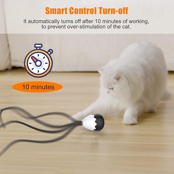 Cat Wand Toy, Automatic Silicone Tail Teaser Toy 2 in 1, Electronic Interactive Cat Toy for Indoor Cats, Rechargeable Exercise Toy for Kitten-Black