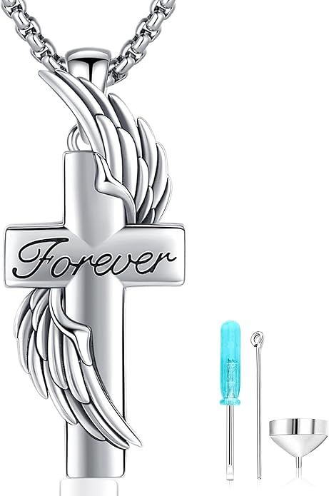 Aniu Cremation Jewelry for Ashes S925 Sterling Silver Urn Necklace Memorial Necklace for Human Ashes of Loved Ones Keepsake Pendant for Men Women