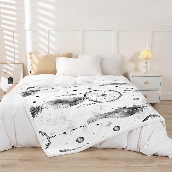 Dream Catcher Plush Blanket Dreamcatcher Fleece Throw Blanket for Sofa Couch Bed Bohemian Style Sherpa Blanket Room Decor Indian Native American Fuzzy Blanket Baby 30x40 Inch