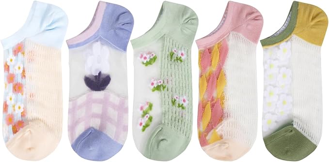 Benefeet Sox Sheer No Show Socks Women Girls Cute Thin Mesh Low Cut Liner Socks for Loafers Boat Shoes