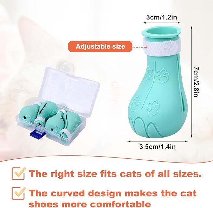 4 Pcs Silicone Cat Feet Claw Covers, Anti-Scratch Cat Nail Shoes Kitten Feet Paw Boots Cat Protector Caps to Prevent Scratching Pet Supplies for Bathing Shaving Grooming