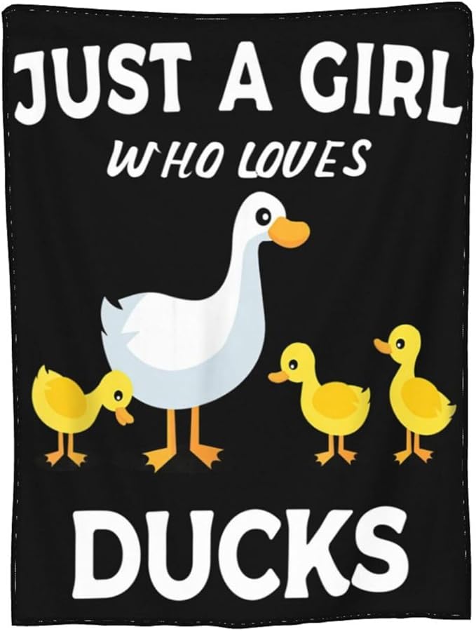Just A Girl Duck Plush Throw Blanket - Super Soft, Cozy, Warm Fleece - Cute Duck Design - Perfect Gifts for Kids, Girls, Boys, Women - 40"X50"