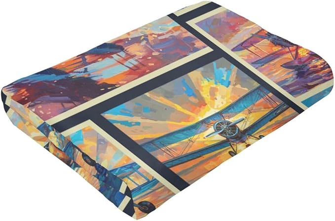 Airplane Decor Stuff Merch Cozy Print Flannel Fleece Soft Plush Fuzzy Warm Lightweight Bedding - Airplane Gifts for Women, Men, Girls, Kids - 60"X50"