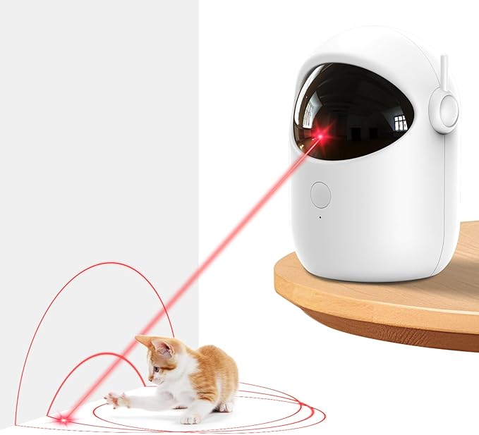 Laser Cat Toys for Indoor Cats, [2025 Newly Upgraded] Automatic Laser Pointer Interactive Toys for Bored Indoor Adult Cats/Kittenes, Real Trajectory Motion Activated Cat Laser Toy Rechargeable