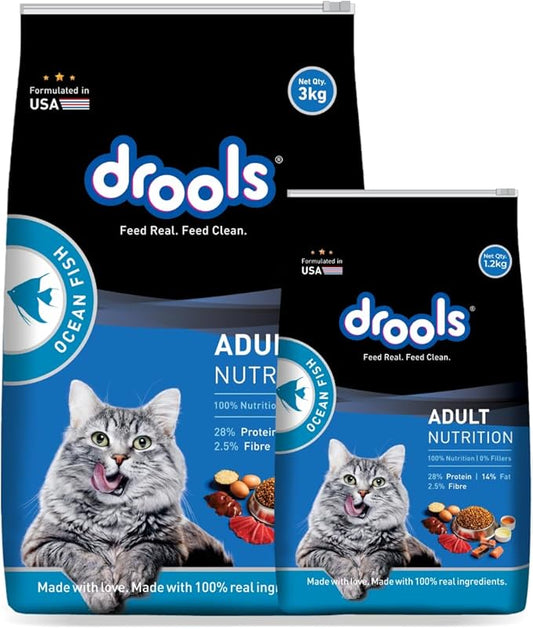 Adult(+1 Year) Dry Cat Food, Ocean Fish, 3 kg + 1.2 kg Free