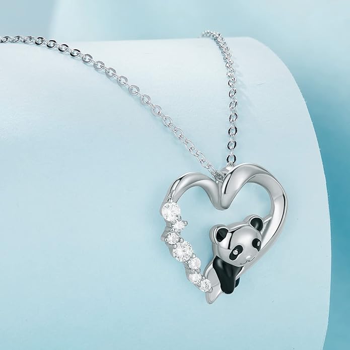 925 Sterling Silver Dog Paw Cat Panda Necklace for Women Cute Dainty Animal Pendant Necklace Gifts for Cat Mom Animals Lover…