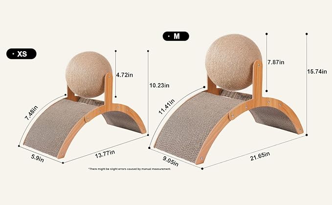 Sisal Cat Scratching Ball Toy, Interactive Cat Scratcher Board with Wooden Frame, Durable Scratch Toy for Indoor Cats, Wear-Resistant Ferris Wheel Design for Endless Fun! (Extra Small)