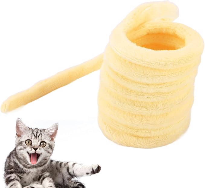 Plush Cat Spring Toys, Colorful Interactive Cat Toys Cat Entertaining Toys, Colorful & Durable Plastic Spring Coils Attract Cats Providing Interactive Playtime and stimulating Their Instincts(Yellow)