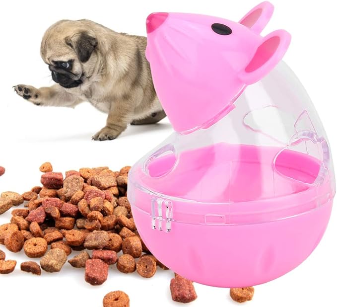 Cat Treat Dispenser Toy, Small Cat Food Balls Slow Feeder, Mice Tumbler Design Cat Food Toy Cat Enrichment Toys for Pet Interactive Training and Food Dispensing (Pink)