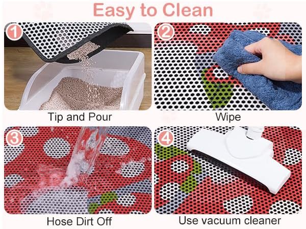 Bienbee Cat Litter Mat, 30"x24" Cat Litter Trapping Mat, Double Layer Litter Mat with Non-Slip Rubber Bottom, Urine and Water Proof, Keeps Floors Clean Mushroom L