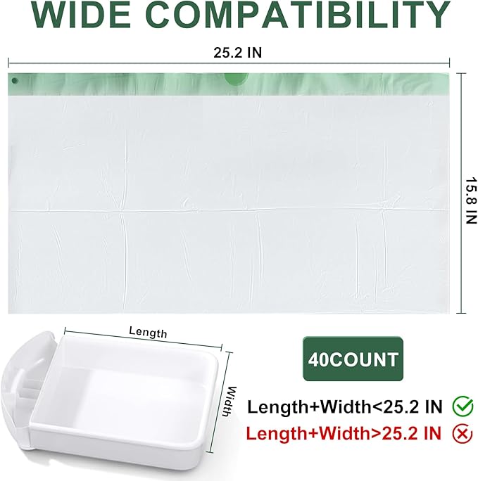 40 Count Cat Litter Box Liners and Bags for Automatic Cat Litter Boxes and Litter-Robot.,Waterproof, Easy Cleanup,Heavy Duty