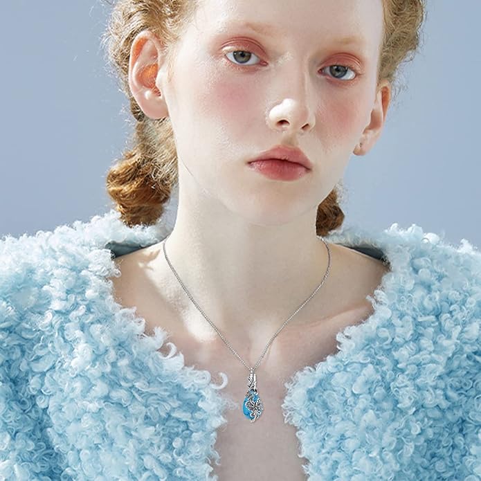 Animal Crystal Urn Necklace For Ashes Sterling Silver Butterfly Dragonfly Bee Phoenix Peacock Hummingbird Fox Angel Wing Pentagram Pentacle Cremation Necklace Heart Teardrop Urn Holder Necklaces For Women Memorial Jewelry