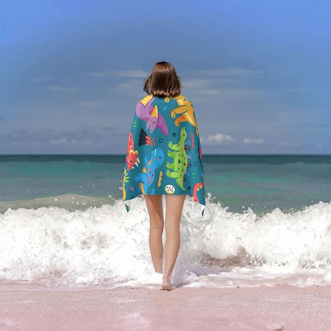 Dinosaur Beach Towels for Boys Kids Beach Towels Bulk Toddler for Travel Pool Personalized Microfiber Oversized Quick Dry Pool Towel 30"x 60"