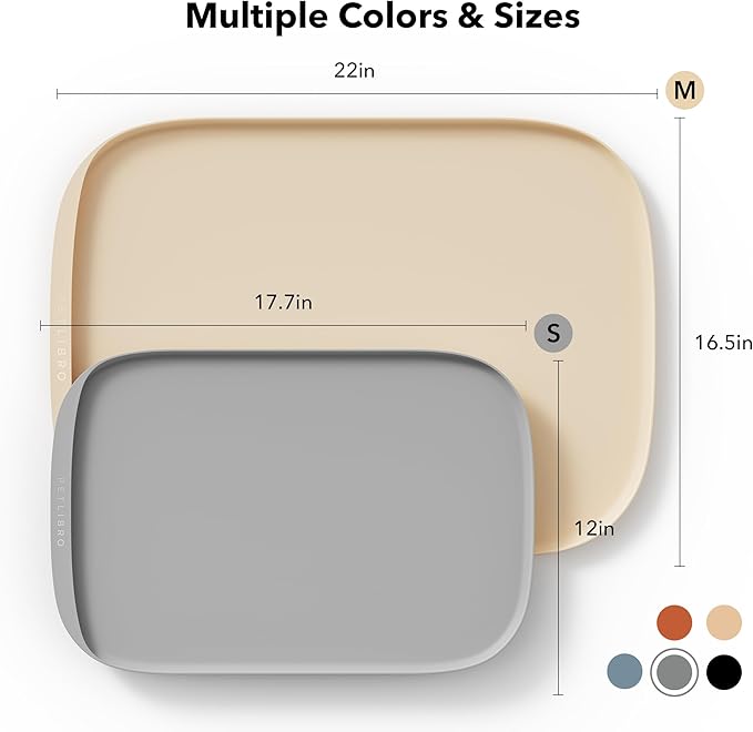 PETLIBRO Dog Food Mat, Safety Silicone Cat Food Mat for Feeder & Fountain, Waterproof Dog Bowl Mat, Raised Edge Spill Protection Floor, Cove Feeding Mat for AF005, AF103 Single Tray, AF203 Single Tray