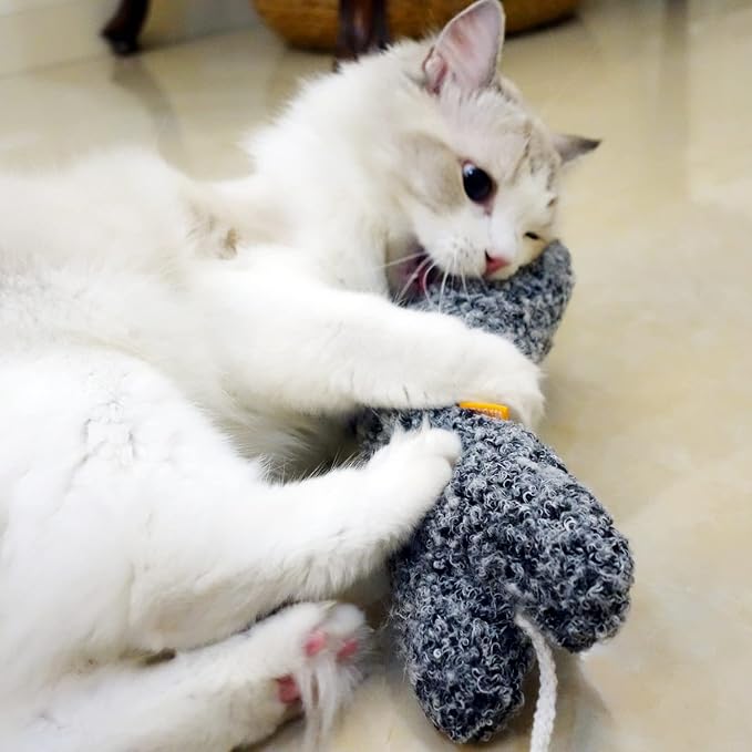 Catnip Silvervine Matatabi Pillow for Cats & Kittens,Cat Kicker Toy,Large Size Cat Pillow Soothing Plush Cat Toy(Grey).