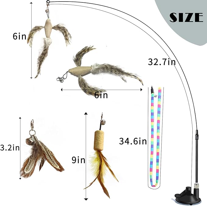 Interactive Cat Toy Cat Toys for Bored Indoor Adult Cats Suction Cup Flying Bird Cat Toy Suitable for Kitten to Play Exercise