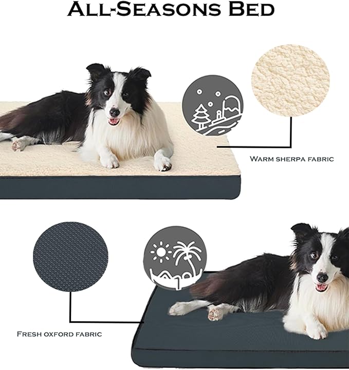 Orthopedic Dog Bed, Memory Foam Revisable Two Side with Washable Removable Cover,Medium, 30”x20”