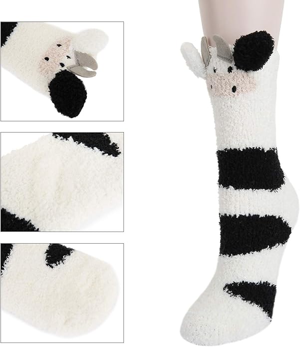 Benefeet Sox Cute Fuzzy Socks for Women Girls Fluffy Warm Cozy Novelty Slipper Socks Funny Animal Plush Sleeping Socks