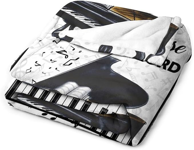 Piano Print Blanket Piano Keys Music Notes Musical Throw Blankets for Couch Sofa Bed Stuff Decor Lightweight Soft Cozy Fleece Plush Warm Flannel Blanket Gifts for Girls Boys Kids Adults 50"x60"