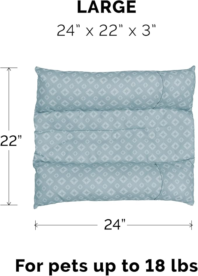 Furhaven Cat Bed for Indoor Cats, Washable w/ Removable Bolsters, For Pets Up to 18 lbs - Plush & Diamond Print Cuddle Loaf Mat - Aqua, Large