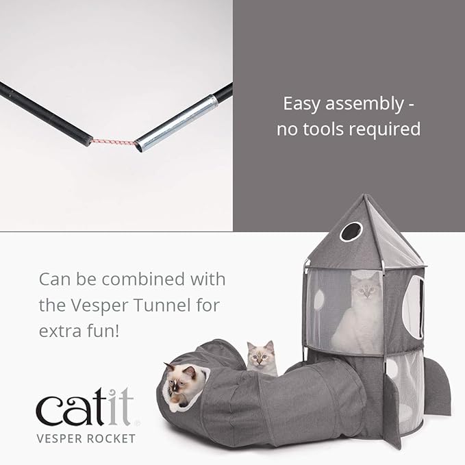 Catit Vesper Rocket Cat Tower, Grey, 42002, Blue