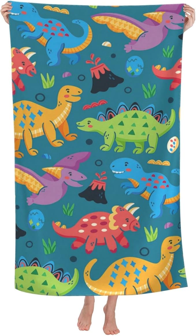 Dinosaur Beach Towels for Boys Kids Beach Towels Bulk Toddler for Travel Pool Personalized Microfiber Oversized Quick Dry Pool Towel 30"x 60"