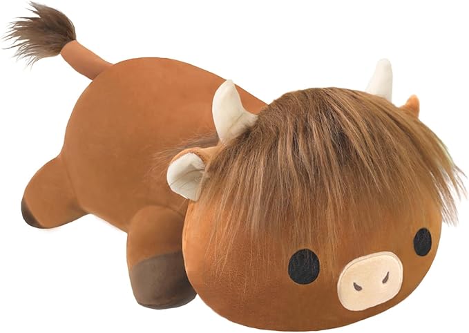SQEQE Weighted Highland Cow Plush, Weighted Highland Cow Stuffed Animal, Cute Cow Plushies Soft Pillow Toy Gift for Kids Adults 9.8 Inch, 0.8 Lbs