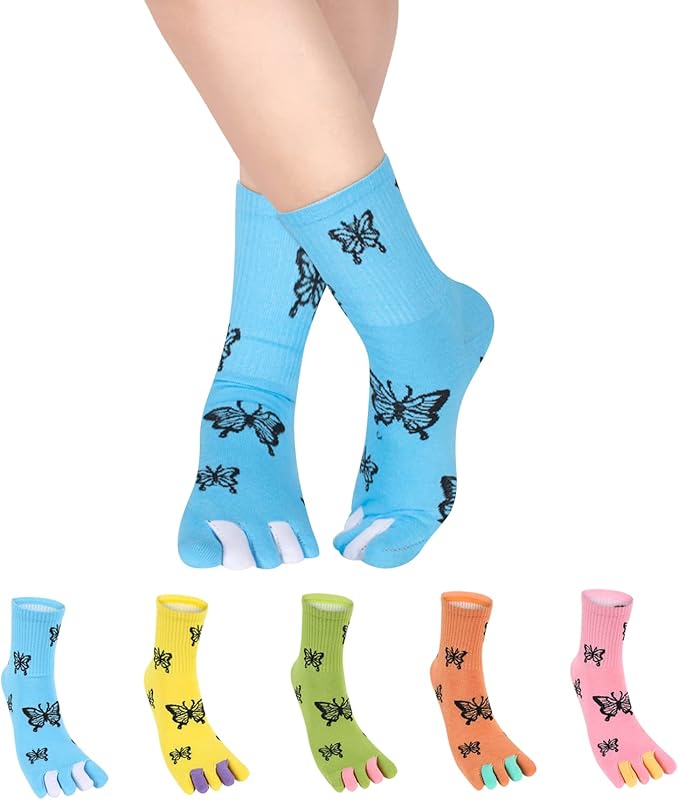 Benefeet Sox Toe Socks Women Men Cute Cat Five Finger Socks for Girls Colorful Cotton Ankle Athletic Running Socks with Toes