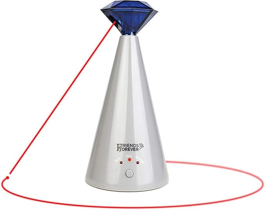 Friends Forever Interactive Laser Cat Toy - Automatic Rotating Laser Pointer for Cool Cats, Electronic Toys for Stimulating Exercise, Battery Powered Auto Lazer, 3 Speed Mode, Blue