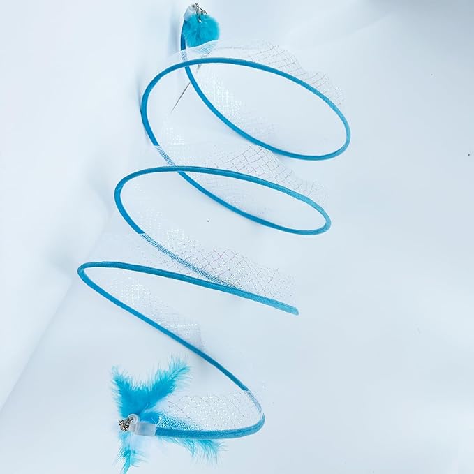 Spiral Tunnel Cat Toy, Self Play Cat Hunting Spiral Tunnel Toy Spiral Cat Toy, Folded Cat Tunnel Spring Toy for Indoor Cats (Blue)