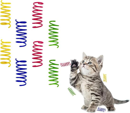 Sheldamy Cat Spring Toy Spiral, 108 Pack Folded Coil Springs for Indoor Cats, Plastic Colorful Fitness Play