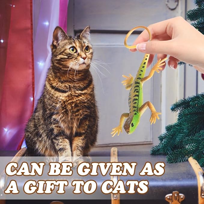 DONGKER 4 PCS Cat Toys,PVC Simulated Lizards Toys for Kittens Adult Cats Over 6 Months Old Halloween Christmas