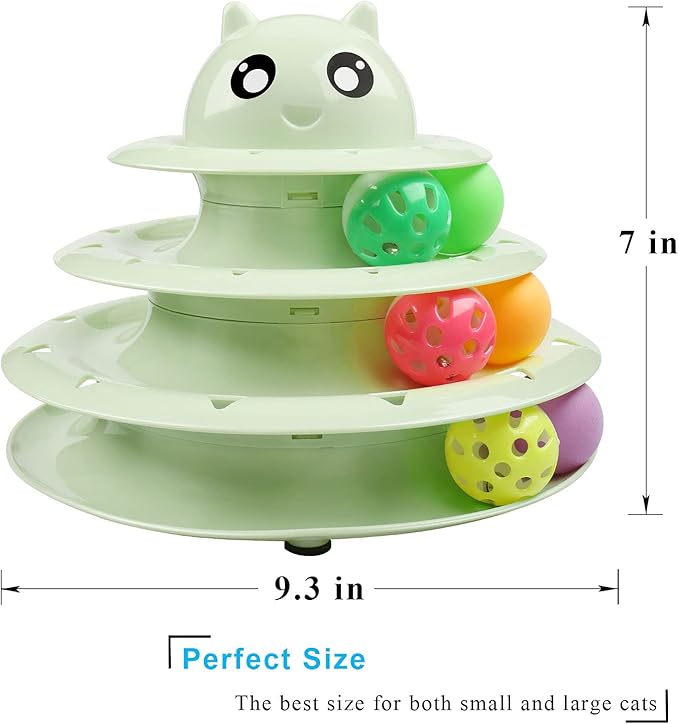 UPSKY Cat Toy Roller 3-Level Turntable Cat Toy Balls with Six Colorful Balls Interactive Kitten Fun Mental Physical Exercise Puzzle Toys