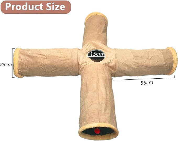 Cats Bunny Tunnel Tube,Extra Long 4-Way Collapsible Small Animal Play Tunnel Toys Durable Suede with Hanging Ball Toy for Indoor Cat Kitten Kitty Bunny Rabbit Ferret