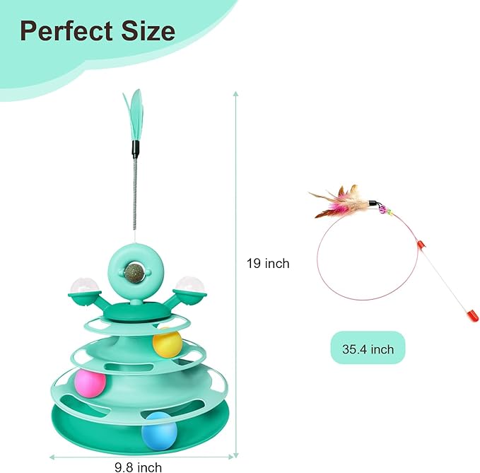 Interactive Cat Toy Kitten Toys Cat Toys with Catnip Balls Cat Toys for Indoor Cats Cat Ball Toy Cat Toys for Bored Indoor Adult Cats Green