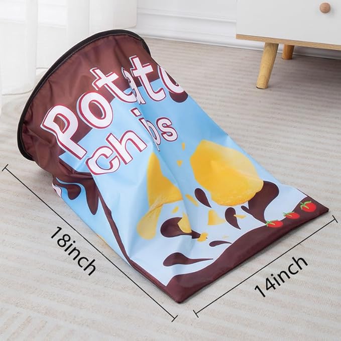 Creative Potato Chip Bag Folding Ring Paper Cat Tunnel Cat Toy Self High Fun Hide and Seek Rolling Dragon Channel Cat Drill Bag with Hanging Toy Pet Supplies (Brown)