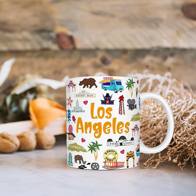 America Los Angeles Mug Unique Design Home Kitchen Decorative Travel Holiday Souvenir Gift Los Angeles Lovers History 11 Oz Coffee Mug Cup