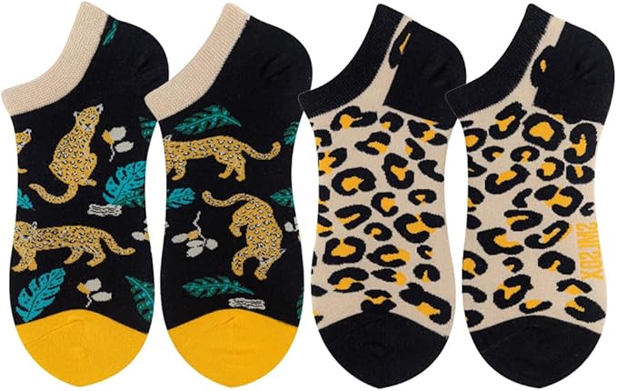 2 Pairs Funny Cartoon Animal Print Cotton Ankle Socks for Women Teens
