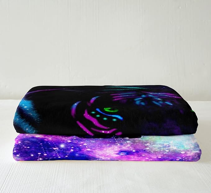 Feelyou Tiger Sherpa Blanket Baby 30"x40" for Bed Sofa Couch - 3D Wild Animal Print Fleece Throw - Wildlife Plush Galaxy Fuzzy Chic Purple Microfiber