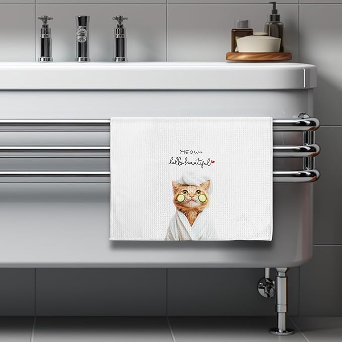 Cat Hand Towel,Funny Hand Towels,Cute Hand Towels,Cat Lady Gifts,Crazy Cat Lady,Cat Towels,Cat Dish Towel,Cat Mom Gifts,Cat Kitchen Towels,Funny Bathroom Hand Towels-Gifts for Cat Lovers for Women