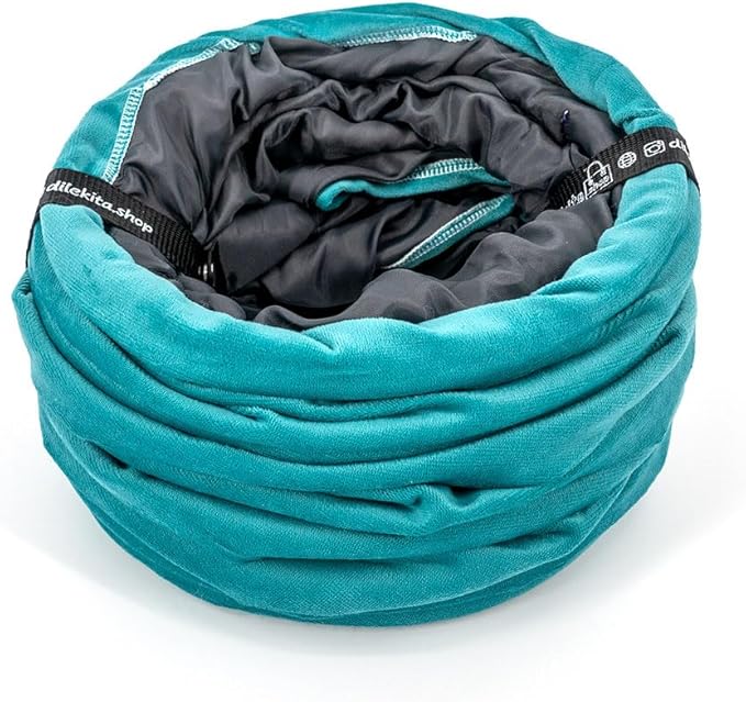 Velvet Fabric - Foldable/Collapsible - 55x8.66 Inches Cat Tunnel (Miami Blue)