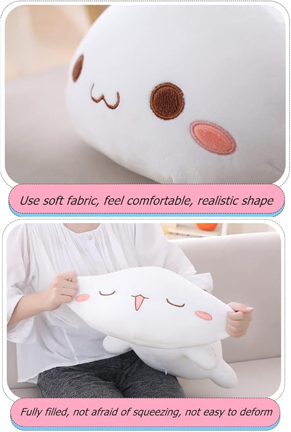 Cute Kitten Plush Toy Stuffed Animal Pet Kitty Soft Anime Cat Plush Pillow，Plush cat Doll Pillow Toys Children's (White)