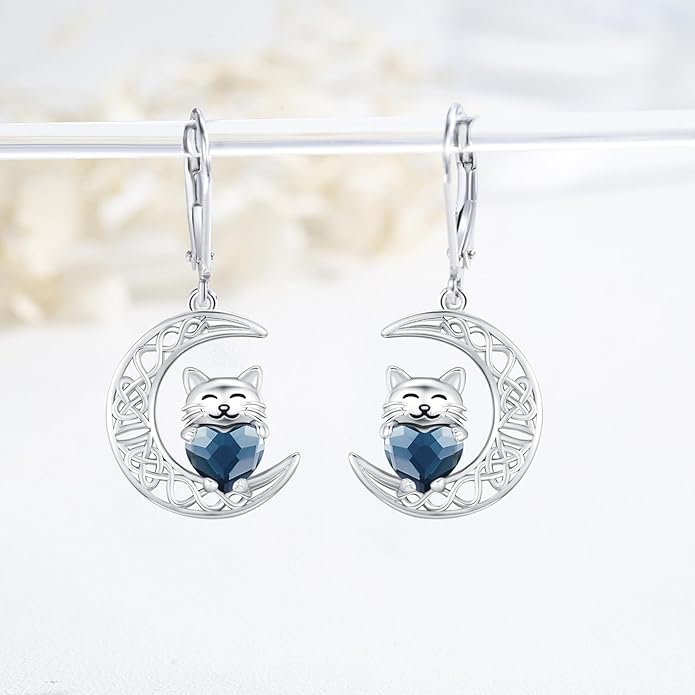 925 Sterling Silver Cat Earrings Cute Animal Kitten Stud Earrings cat Jewelry Gifts for Women Girls Hypoallergenic Earrings for Sensitive Ears