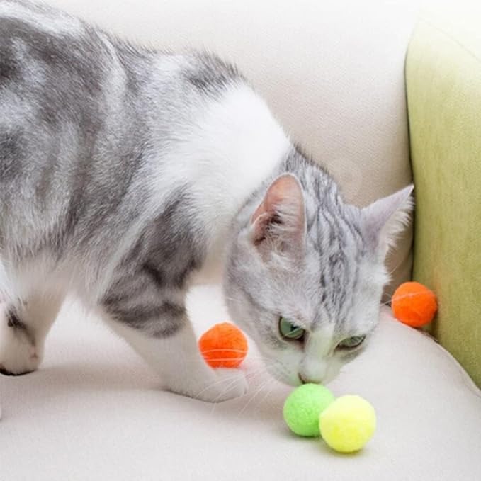 31 Pcs Cat Toy Ball Launcher Gun,Cat Fetch Toy Gun Shooter, Plush Ball Shooting Gun with 30Pcs Pom Pom Balls, Funny & Fuzzy Toys Interactive for Indoor Cats (3.0 CM with Ball Gun)