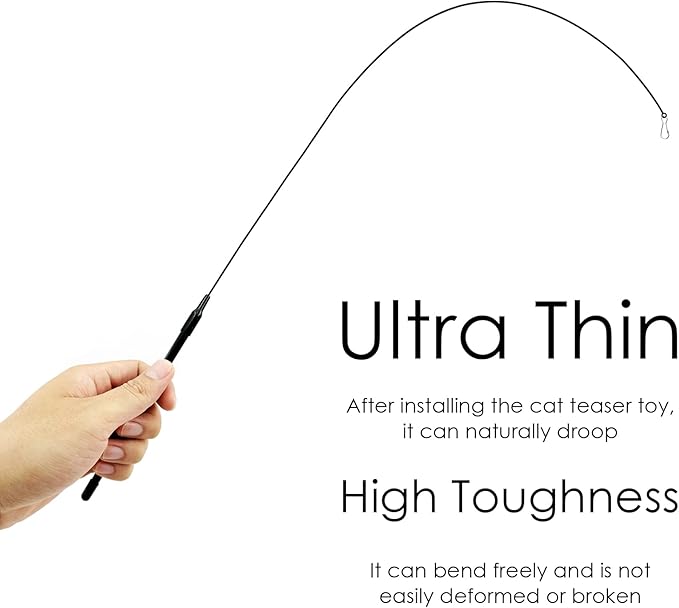 YXI Cat Wands,Cat Toy Accessory, 2PCS Flexible Steel Wire Wands, Compatible with Suction Cup Base and Feather Toys, Durable and Fun Cat Toy