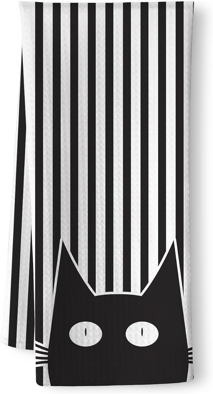 Cat Towels,Cat Kitchen Towels,Cat Dish Towels,Cat Hand Towel,Cat Kitchen Accessories,Black Cat Decor,Decorative Kitchen Towels,Black Cat Gifts for Women,Funny Kitchen Towels-Cat Lover Gifts for Women